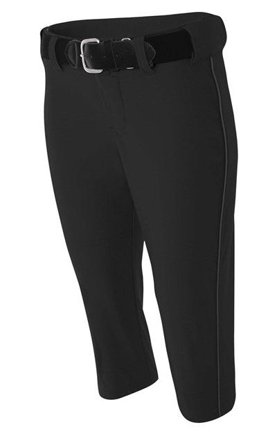 A4 Ladies Low-Rise Softball Pant with Piping and Elastic Bottom (NW6188)